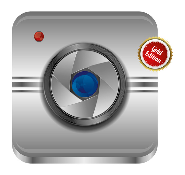 Silver camera application icon - Vector, imagen