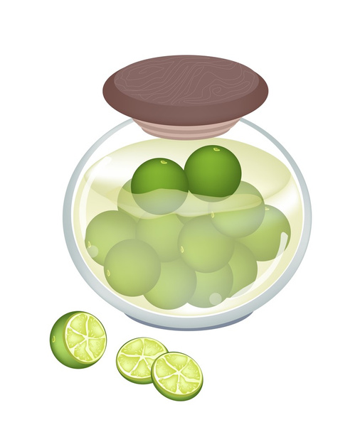 Limes conservés dans un bocal sur fond blanc
 - Vecteur, image