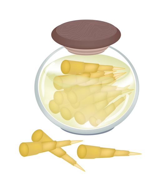 Delicious Pickled Bamboo Shoot in A Jar - Vector, Image