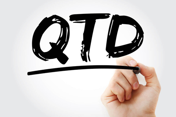 QTD - Acronyme trimestriel avec marqueur, contexte du concept d'entreprise - Photo, image