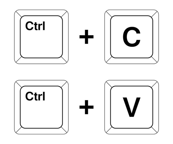 Ctrl C 、キーボードのCtrl Vキー、キーの組み合わせをコピー&ペーストします。Windowsデバイス用のキーボードショートカットを挿入します。コンピュータのキーボードアイコン。ベクターイラスト - ベクター画像