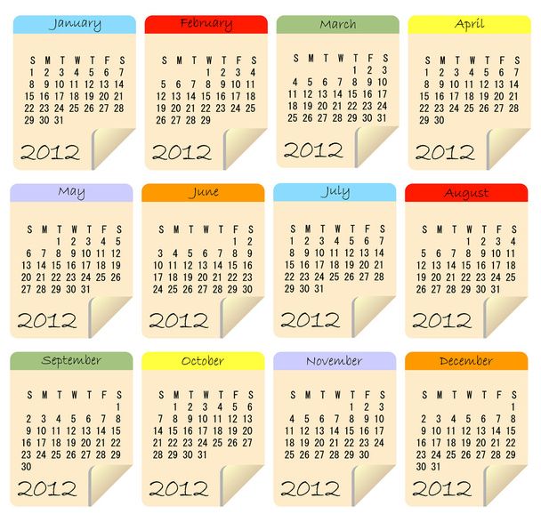 Kalender 2012 - Vektor, Bild