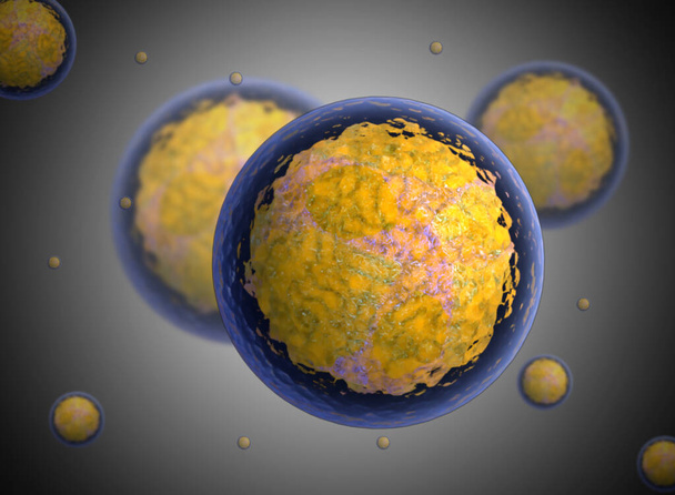 3D ilustrace kmenových buněk. jádro, jádro, jádro eukaryotické buňky. buňka lidského těla - Fotografie, Obrázek