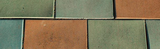 коричневая и серая керамическая плитка, вид сверху, баннер - Фото, изображение