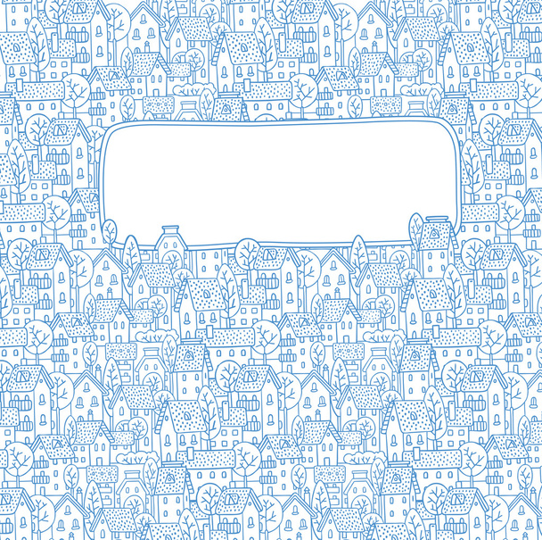 Carte de voeux avec fenêtre pour texte avec motif ville
 - Vecteur, image