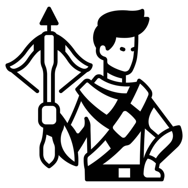 role playing game icon, vector illustration. hunter crossbow - Vector, Image