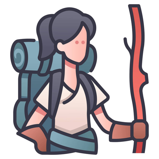 role playing game icon, vector illustration. Adventurer female - Vector, Image