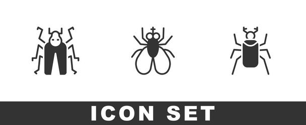 Establecer insecto escarabajo, mosca insecto y el icono. Vector. - Vector, Imagen