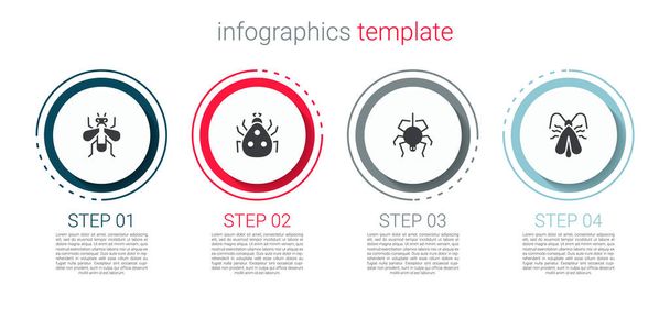 Ρυθμίστε μύγα εντόμων, Ladybug, αράχνη και σκώρος ρούχων. Επιχειρηματικό πρότυπο infographic. Διάνυσμα. - Διάνυσμα, εικόνα
