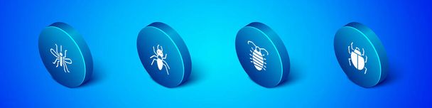 Set Isometric Mosquito, Larva insect, Mite and Ant icon. Vector. - Vector, Image