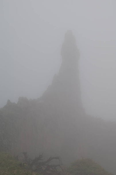 Szikla a ködben. Caldera de Taburiente Nemzeti Park. La Palma-ban. Kanári-szigetek. Spanyolország. - Fotó, kép