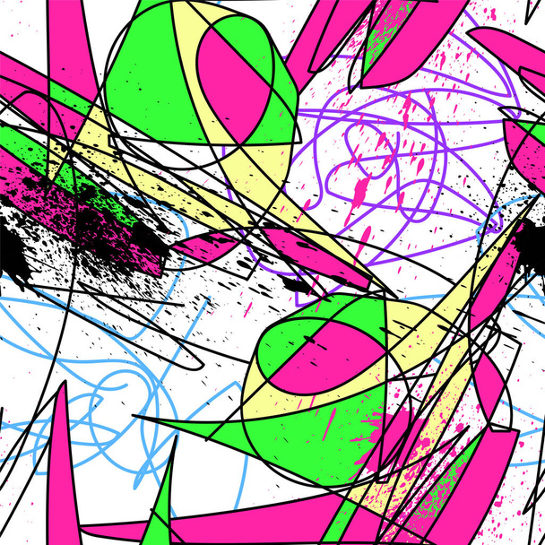 Bezproblémové abstraktní psychedelické pozadí s chaotickými liniemi - Vektor, obrázek