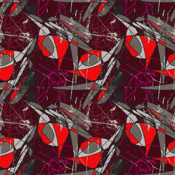Fondo psicodélico abstracto sin costuras con patrones de línea caóticos - Vector, Imagen