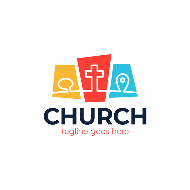 Plantilla logotipo cristiano, emblema para la escuela, colegio, seminario, iglesia, organización. - Vector, Imagen