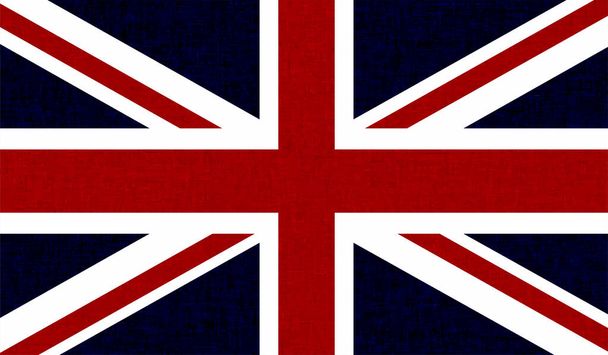Bandera Vintage del Reino Unido con textura grunge, arañazos y huellas de pincel - Vector, Imagen