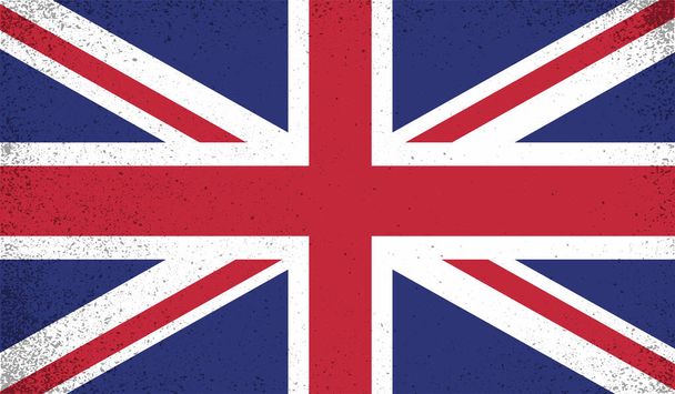 Vintage Egyesült Királyság zászló grunge textúrával, karcolásokkal és ecsetvonásokkal - Vektor, kép