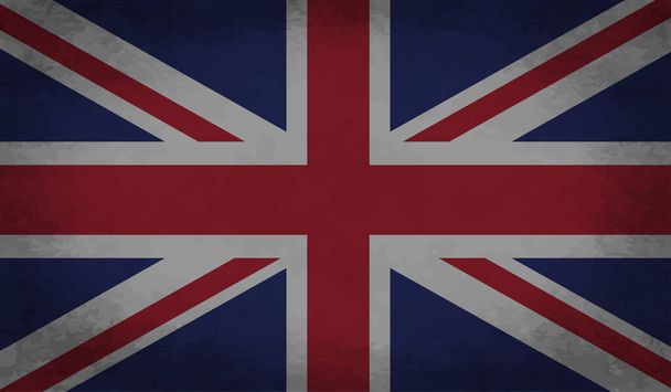 Vintage Wielka Brytania flaga z grunge tekstury, zarysowania i ślady szczotki - Wektor, obraz