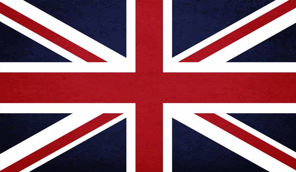Vintage United Kingdom flag with grunge texture, scratches and brush traces - Vector, Image