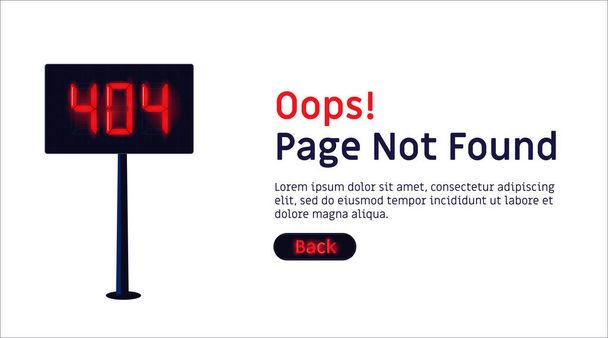 Oops, modello di sito web di errore 404 - Vettoriali, immagini