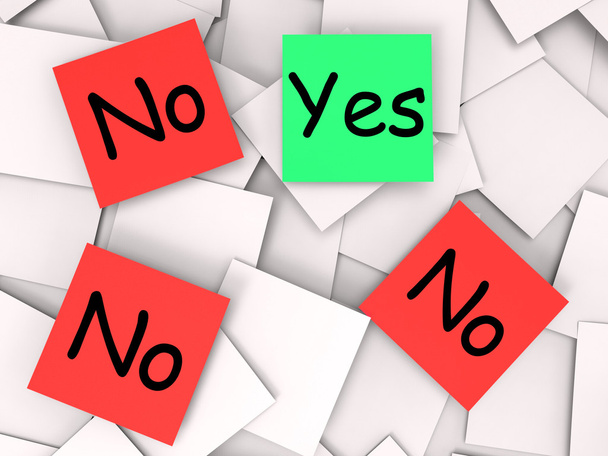 Yes No Post-It Notes Mean Positive Or Negative Response - Photo, Image