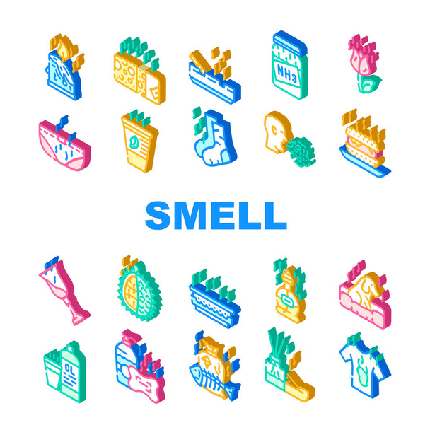 Sentir olfato e sentido coleção ícones conjunto vetor - Vetor, Imagem
