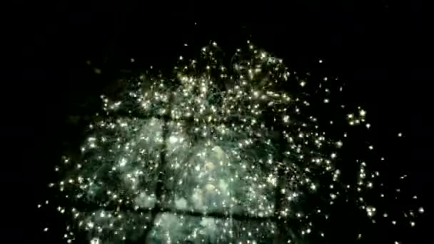 schönes buntes Feuerwerk am dunklen Himmel - Filmmaterial, Video