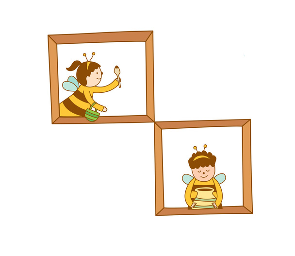 včela dívka v rámečcích - Vektor, obrázek