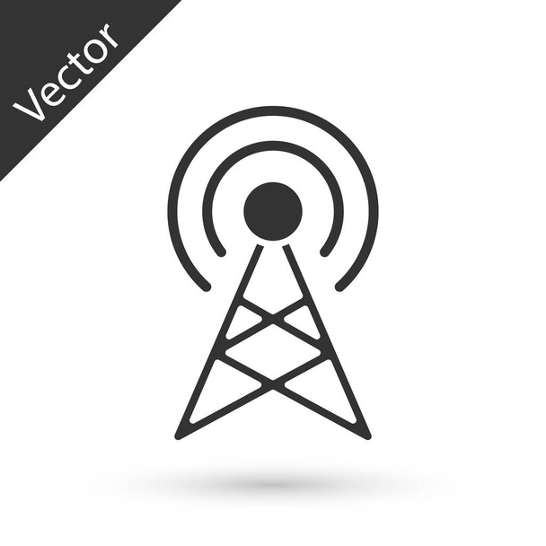 Icono de antena gris aislado sobre fondo blanco. Antena de radio inalámbrica. Tecnología y señal de red antena de radio. Vector. - Vector, Imagen
