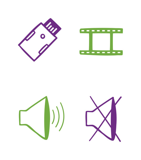 Set von Audio-Video-Symbolen - Vektor, Bild