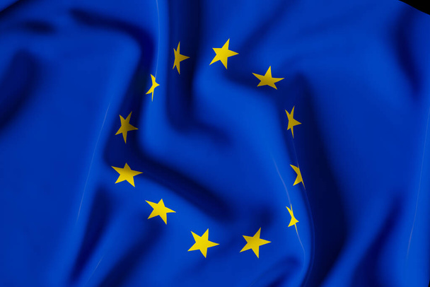 oficiální vlajka Evropské unie 3d vykreslení ilustrace - Fotografie, Obrázek