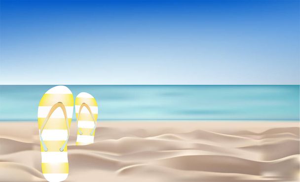 sandalias en la playa - Вектор,изображение