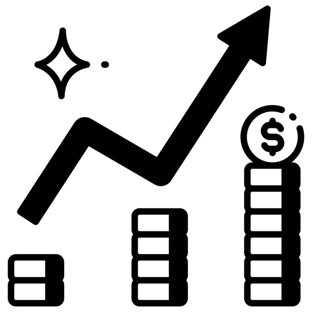 financial flat vector icon, investment concept, money growth - Vector, Image