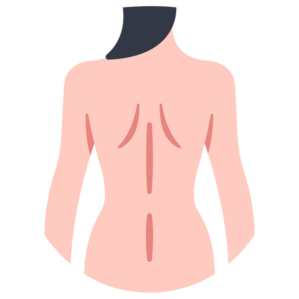 Icona del corpo umano, illustrazione vettoriale. indietro femmina - Vettoriali, immagini
