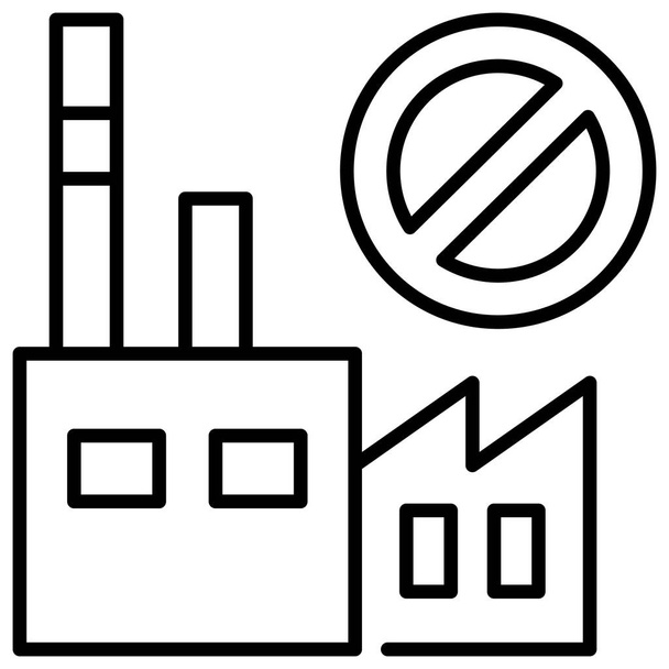 Econômico e COVID-19 ícone conceitual, ilustração vetorial. fábrica fecha - Vetor, Imagem