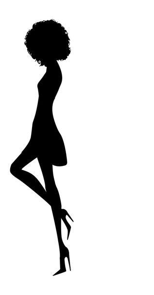 Silhouette of fashion girl - Vector, Image