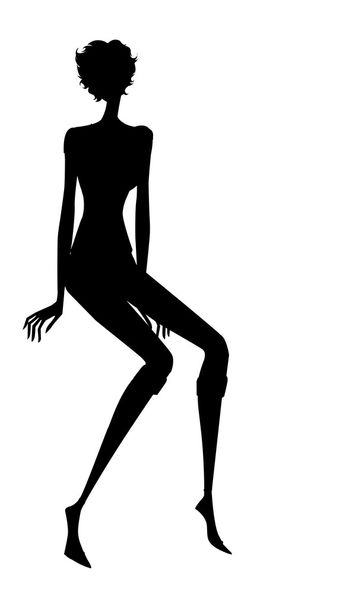 Silhouettes of fashion posing woman - Vector, Image