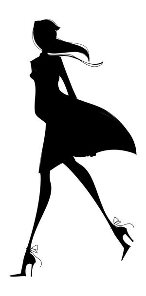Silhouette of fashion girl - Vector, Image