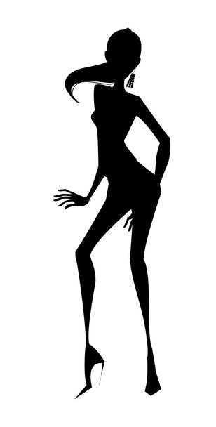 silhouet van mode meisje - Vector, afbeelding