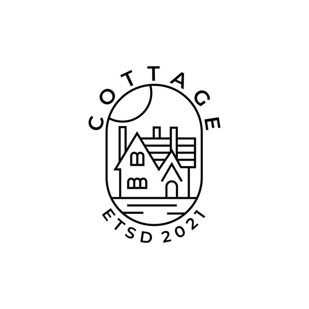 linea cottage arte emblema semplice icona logo vettoriale illustrazione modello di design. casa, casa, alloggio logo design - Vettoriali, immagini