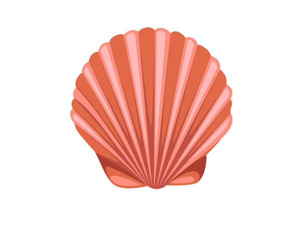 Red seashell simple nautical souvenir vector illustration isolated on white background - Vector, Image