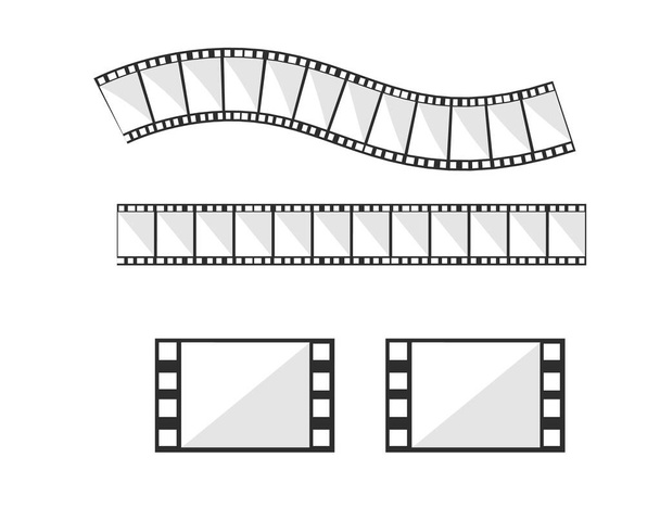 モノクロームフィルムストリップベクトル図白の背景に隔離 - ベクター画像