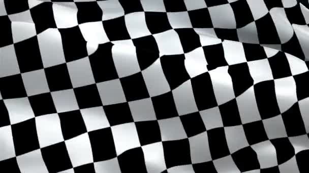 Τέλος γραμμών Racing φόντο. Racing Flag Έναρξη Αγώνας κυματίζει στο βίντεο κλιπ Full HD. Realistic HD Checkered Flag Looping Closeup 1080p Full HD 1920X1080.Σκακιστική Φόρμουλα Μαύρη λευκή Win Flag - Πλάνα, βίντεο