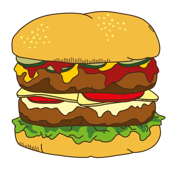 Sabrosa hamburguesa
 - Vector, Imagen