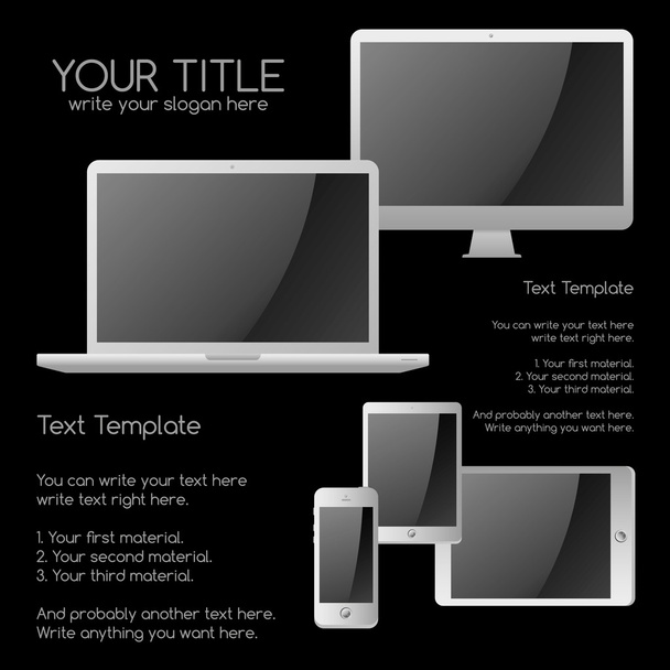 Computer tablet phone laptop set - Vector, Image