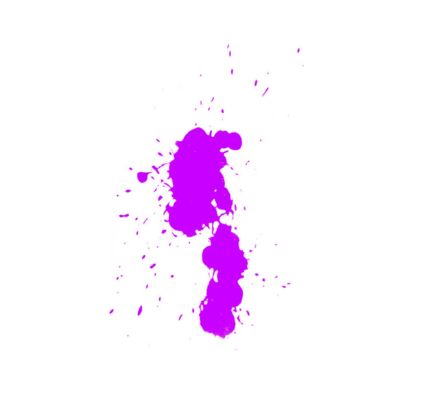 絵画のための紫色のスプラッシュブラシ。白い背景に孤立した絵画のための抽象的なブラシ - 写真・画像