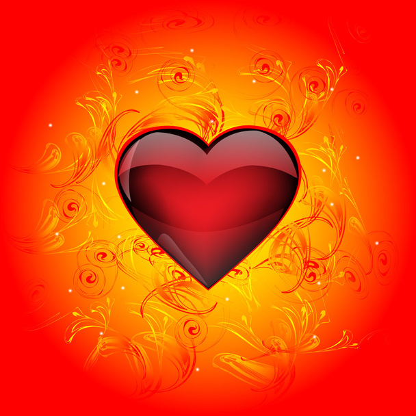 φωτεινό καρδιά με το φωτεινό ιριδίζουσα υπόβαθρο, εικονογράφηση φορέας, eps10 - Διάνυσμα, εικόνα