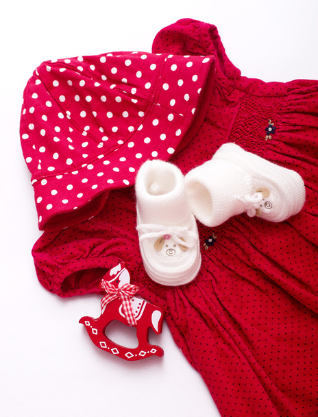 Baby girl colorful clothes with baby boots - Photo, Image