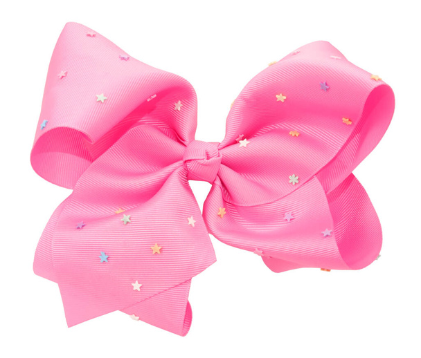   Pink hair bow tie with stars fancy accessory                               - Photo, Image