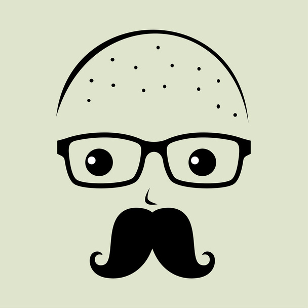 Geek Glatzkopf mit Schnurrbart - Vektor, Bild