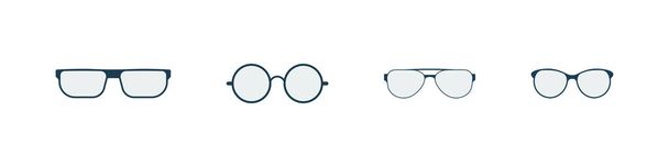 Beyaz arkaplandaki gözlük simgelerinin vektör kümesi - Vektör, Görsel
